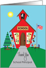 Thank You to School Principal, Red School House with Kids card