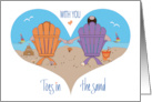 Wedding Anniversary for Spouse with Couple Sitting Together on Beach card