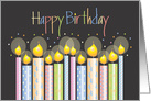 Hand Lettered Birthday for Employee, Patterned Candles & Confetti card