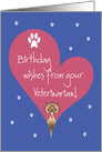 Birthday from Veterinarian to Pet Cat, Heart with Cat & Paw Prints card