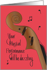 Good Luck on Musical Performance, Wooden Cello with Notes card