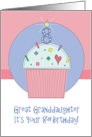 8th Birthday Great Granddaughter Cupcake with 8 Candle and Heart card