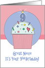 9th Birthday for Great Niece, Cupcake with Sprinkles & 9 Candle card