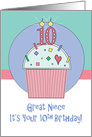 10th Birthday for Great Niece, Cupcake with Sprinkles & 10 Candle card