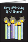 18th Birthday for Great Nephew, Six Patterned Candles & Confetti card