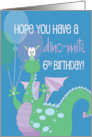 6th Birthday for Great Grandson with Dino-Mite Dinosaur and Balloons card