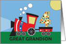 4th Birthday for Great Grandson Polka Dot Train Engine with Number 4 card