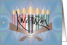 Hand Lettered Kwanzaa with Graphic Candles in Kinara on Pattern card