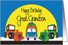 5th Birthday for Great Grandson, Front Loaders & Cement Truck card