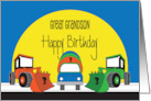 3rd Birthday for Great Grandson, Front Loaders & Cement Truck card