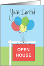 Realtor Open House Invitation, Balloons and Open House Sign card