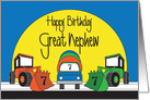 7th Birthday for Great Nephew, Construction Trucks with Age of 7 card