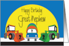 2nd Birthday for Great Nephew Construction Trucks with Age of 2 card