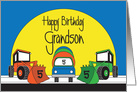 5th Birthday for Grandson, Trio of Colorful Construction Trucks card