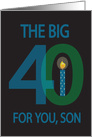 40th Birthday for Son, The Big 4-0 with Numbers & Candle card