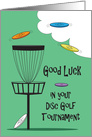 Good Luck in Disc Golf Tournament, Flying Discs and Basket card