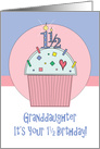 Granddaughter One-and-a-Half Birthday with Cupcake & Candles card