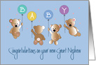 Congratulations on New Great Nephew, 4 Bears & BABY Balloons card