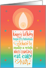 Hand Lettered Birthday with Huge Candle Wishes & Confetti card