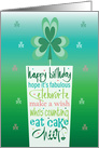 St. Patrick’s Birthday, Huge Candle filled with Birthday Words card