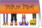 Halloween Trick or Treat with Monster and Witch Feet card