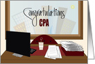 Congratulations for CPA License, Desk, Papers, Coffee & CPA card
