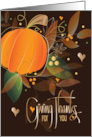 Hand Lettered Thanksgiving Giving Thanks Pumpkin and Fall Leaves card