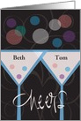 Wedding Anniversary, Cheers Champagne Glasses, Custom Names card