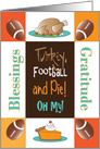 Thanksgiving with Turkey, Football & Pie, Oh My with Hand Lettering card