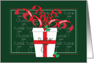 Hand Lettered Christmas for School Volunteer, with curly red ribbon card
