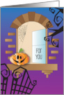 Halloween to Someone Away at College with Pumpkin in Brick Window card