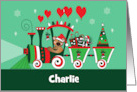 Christmas Red and Green Decorated Train for Boy with Custom Name card