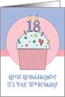 18th Birthday Great Granddaughter, Sprinkled Cupcake & Candles card