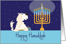 Hanukkah from Pet Dog, Dog Watching Menorah with Dreidel card