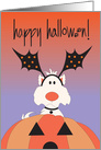 Halloween from Veterinarian, Dog in Pumpkin & Bat Ear Headband card