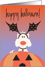 Halloween Dog with Bat Headband, Large Jack O’ Lantern card