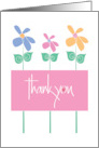 Hand lettered Thank you for Gift of Flowers Trio of Long Stem Flowers card