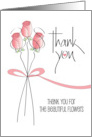 Hand Lettered Thank you for the Beautiful Flowers Long Stem Pink Roses card