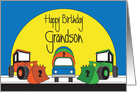 Second Birthday for Grandson, Trio of Front Loaders Loaded with 2s card