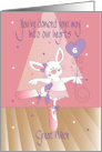 Hand Lettered Birthday for Great Niece Ballet Bunny with Custom Age card