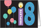 Triplet Birthday for 18 Years Old, with Balloons, Candle & Numbers card