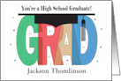 Graduation High School Graduate GRAD and Mortarboard Custom Name card