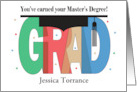Graduation Congratulations for Master’s Degree Hat and Custom Name card
