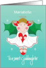 Christmas for Goddaughter Angel with Holly Wings and Custom Name card