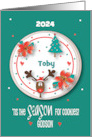Christmas for Godson Frosted 2024 Christmas Cookie with Custom Name card