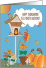 Thanksgiving for Gardener, Fall Garden Scene and Bird House card