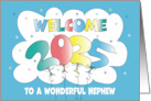 New Year’s 2024 for Nephew with Inflated Colorful Balloon Date card