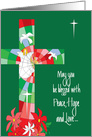 Christmas for Church Pastoral Care, Holiday Stained Glass Cross card