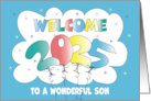 New Year’s 2024 for Son Exploding Colorful Balloon Date and Twinkles card