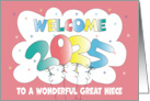 New Year’s 2023 for Great Niece Inflated Colorful Balloon Date card